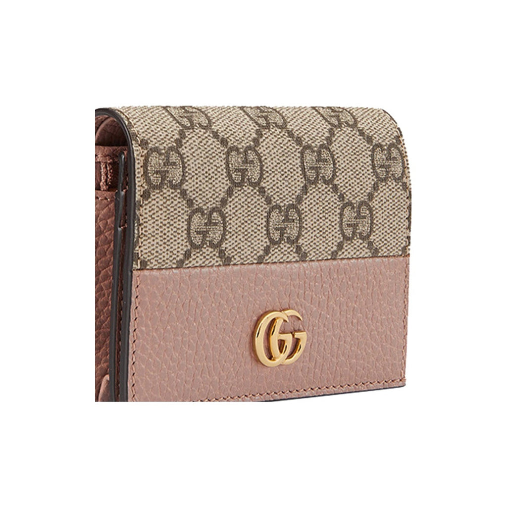 GUCCI GG Marmont Women's Ebony & Pink Canvas & Leather Bifold Wallet | 658610