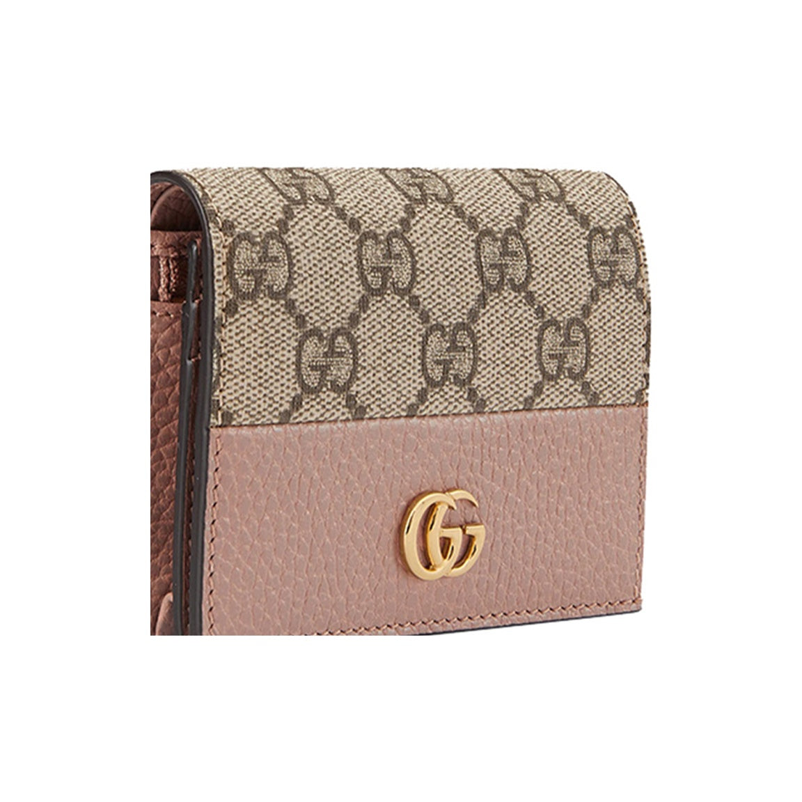 GUCCI GG Marmont Women's Ebony & Pink Canvas & Leather Bifold Wallet | 658610
