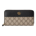 GUCCI Marmont Women's Ebony & Black Canvas & Leather Long Zip Wallet | 456117