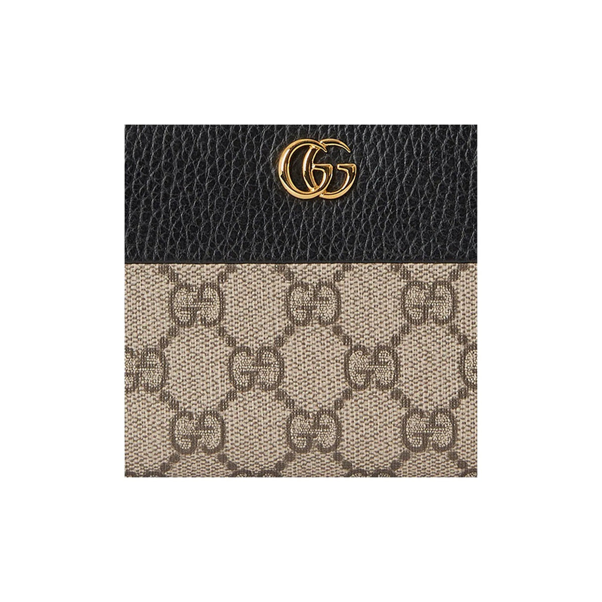 GUCCI Marmont Women's Ebony & Black Canvas & Leather Long Zip Wallet | 456117