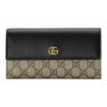 GUCCI Women's Black & Ebony Canvas & Leather Long Snap Wallet | 456116