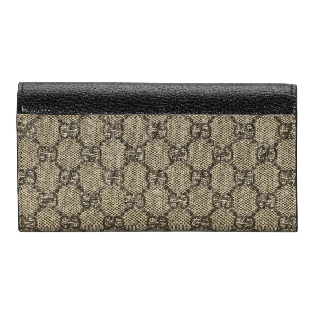 GUCCI Women's Black & Ebony Canvas & Leather Long Snap Wallet | 456116