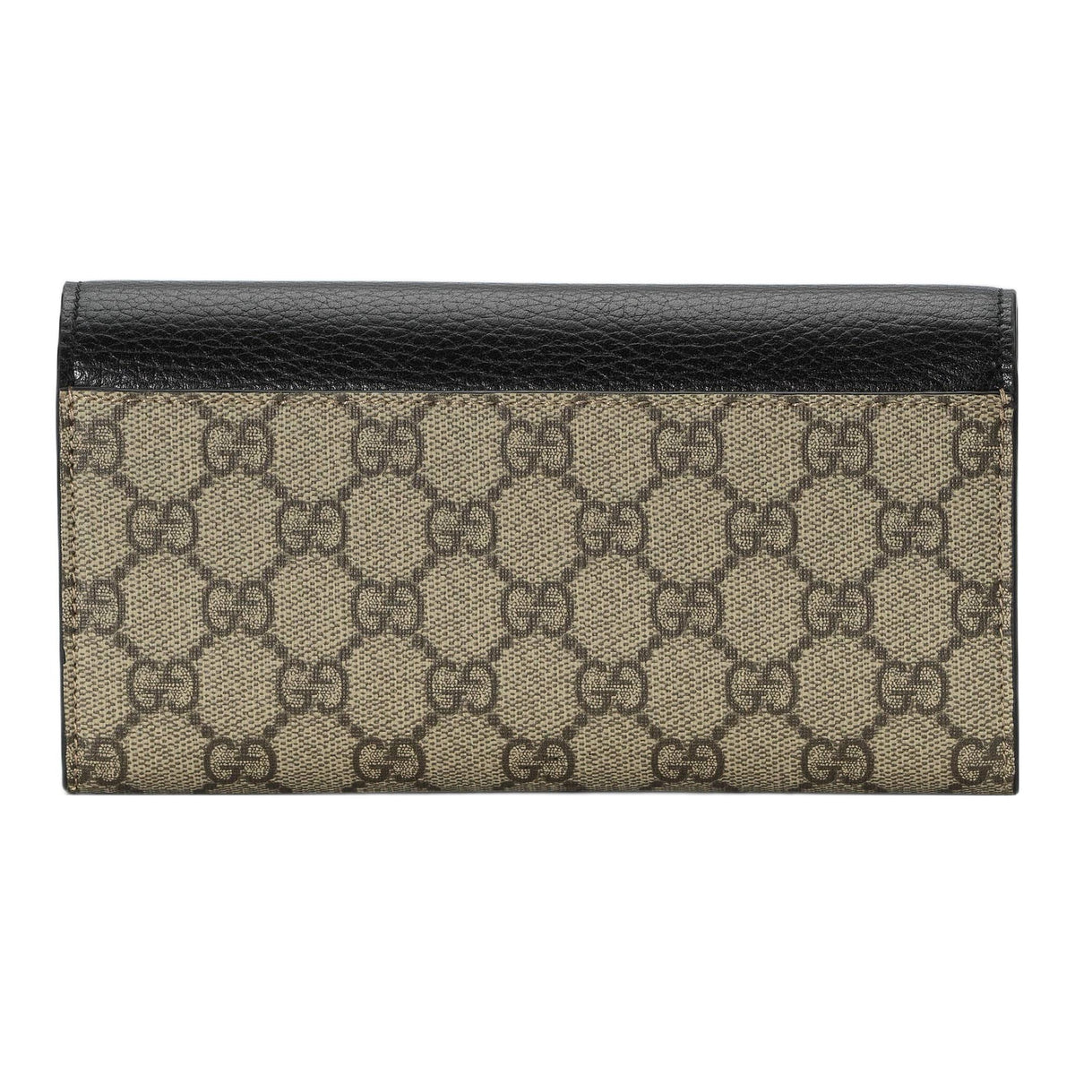 GUCCI Women's Black & Ebony Canvas & Leather Long Snap Wallet | 456116