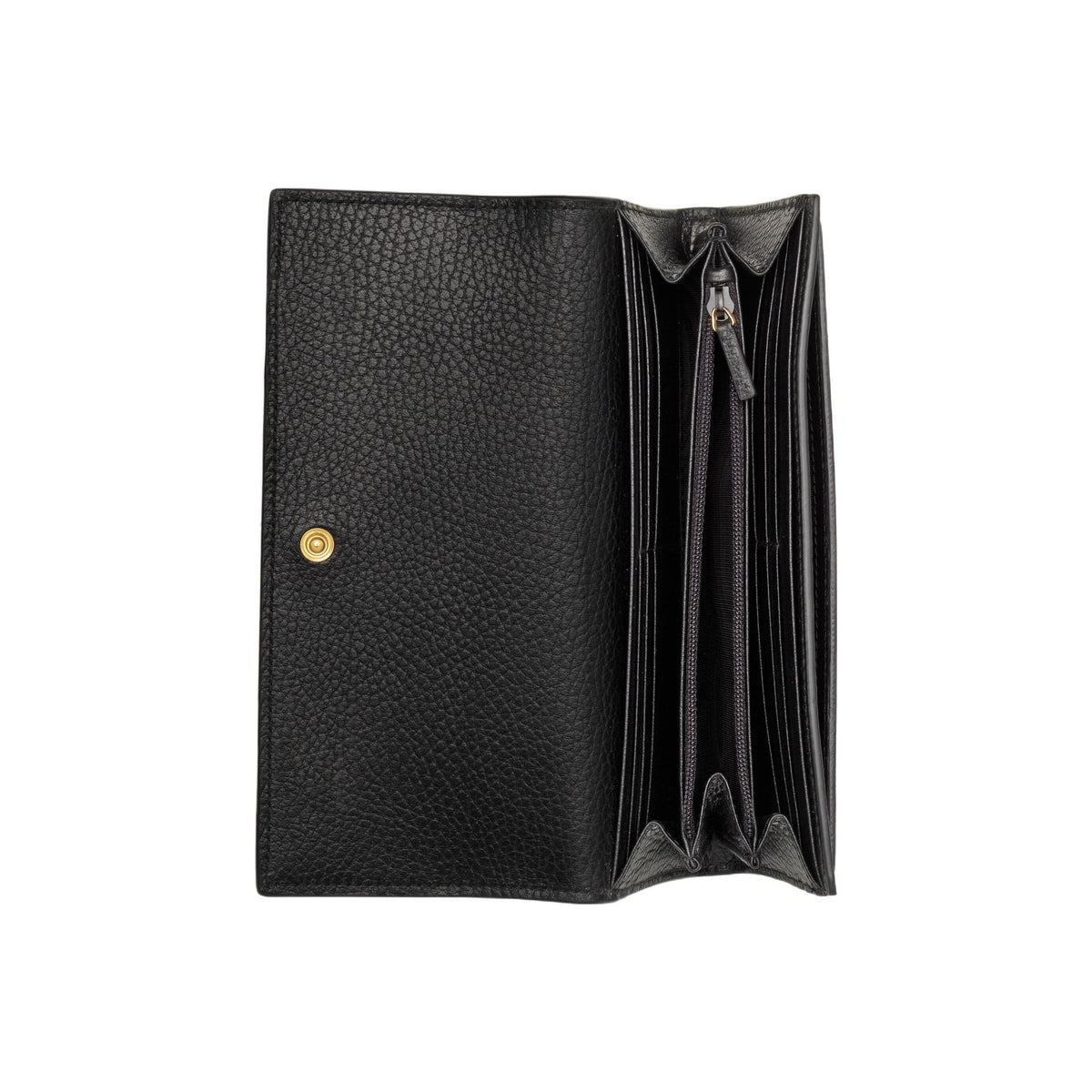 GUCCI Women's Black & Ebony Canvas & Leather Long Snap Wallet | 456116