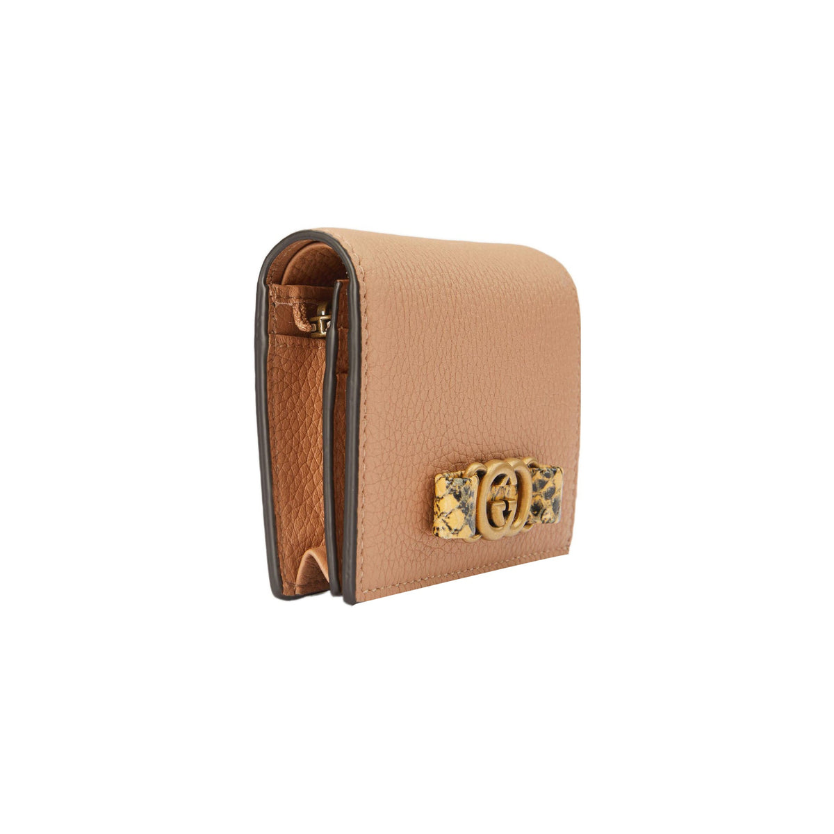 GUCCI Women's Rose Beige Python Skin Wallet with Antiqued Interlocking G | 746059