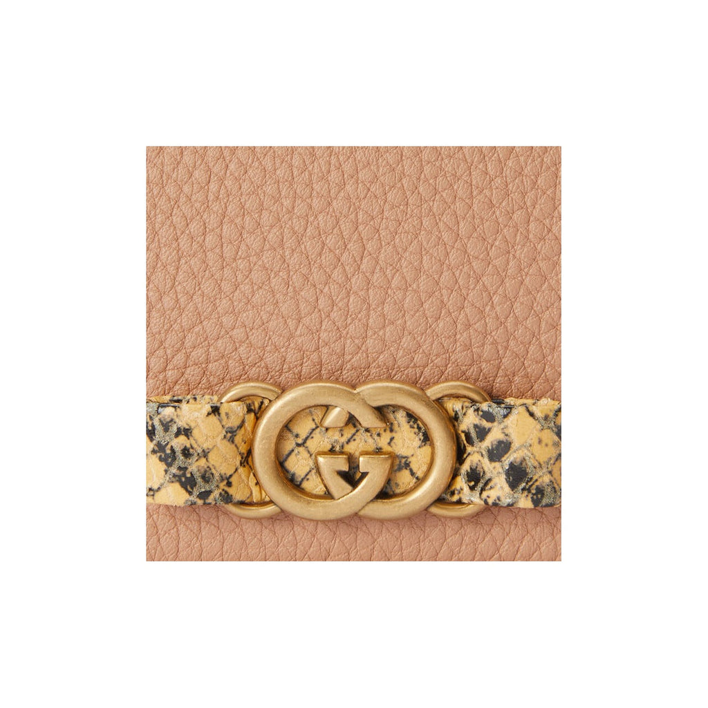 GUCCI Women's Rose Beige Python Skin Wallet with Antiqued Interlocking G | 746059
