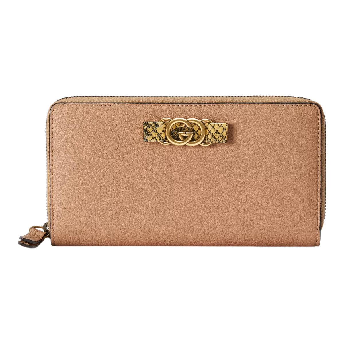 GUCCI Women's Beige Leather Wallet with Python Trim & Interlocking G | 750458