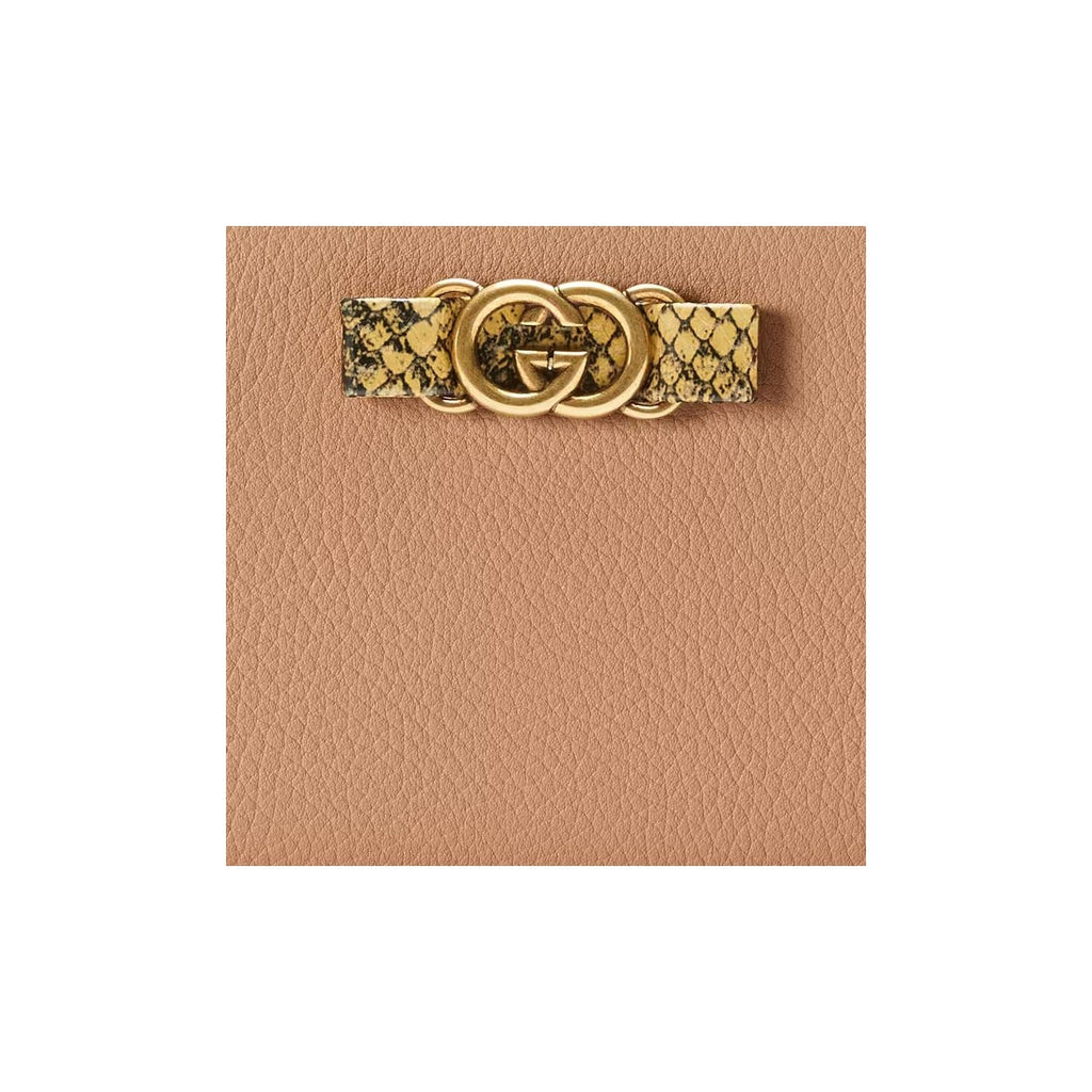 GUCCI Women's Beige Leather Wallet with Python Trim & Interlocking G | 750458