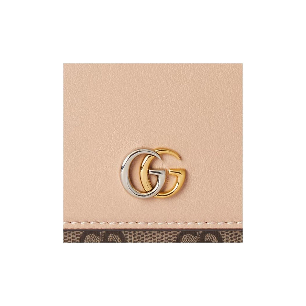 GUCCI GG Marmont Women's Beige & Ebony Supreme Canvas Snap Wallet | 790067