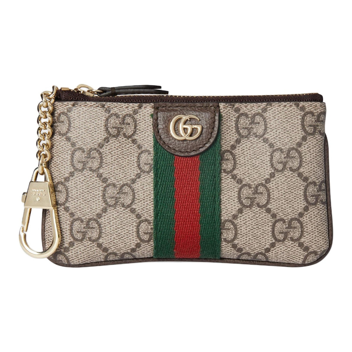 GUCCI Ophidia Women's Beige & Dark Brown GG Supreme Coin & Key Pouch | 838466