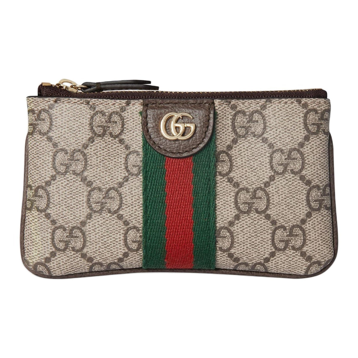 GUCCI Ophidia Women's Beige & Dark Brown GG Supreme Coin & Key Pouch | 838466