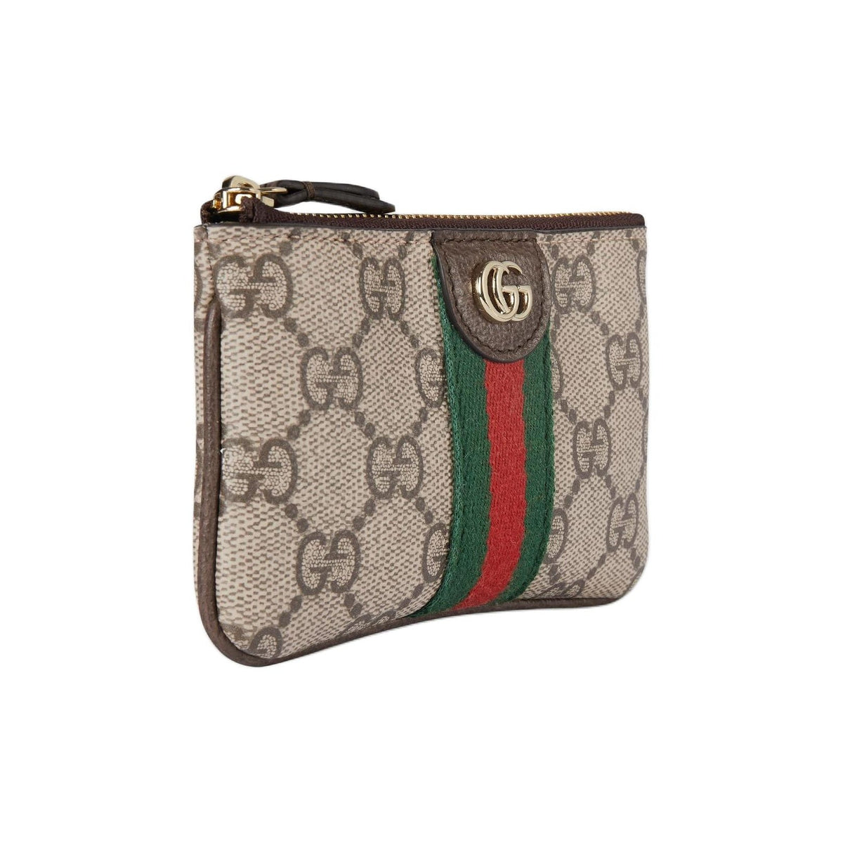 GUCCI Ophidia Women's Beige & Dark Brown GG Supreme Coin & Key Pouch | 838466