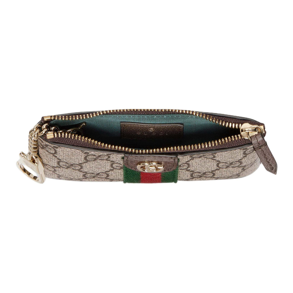 GUCCI Ophidia Women's Beige & Dark Brown GG Supreme Coin & Key Pouch | 838466
