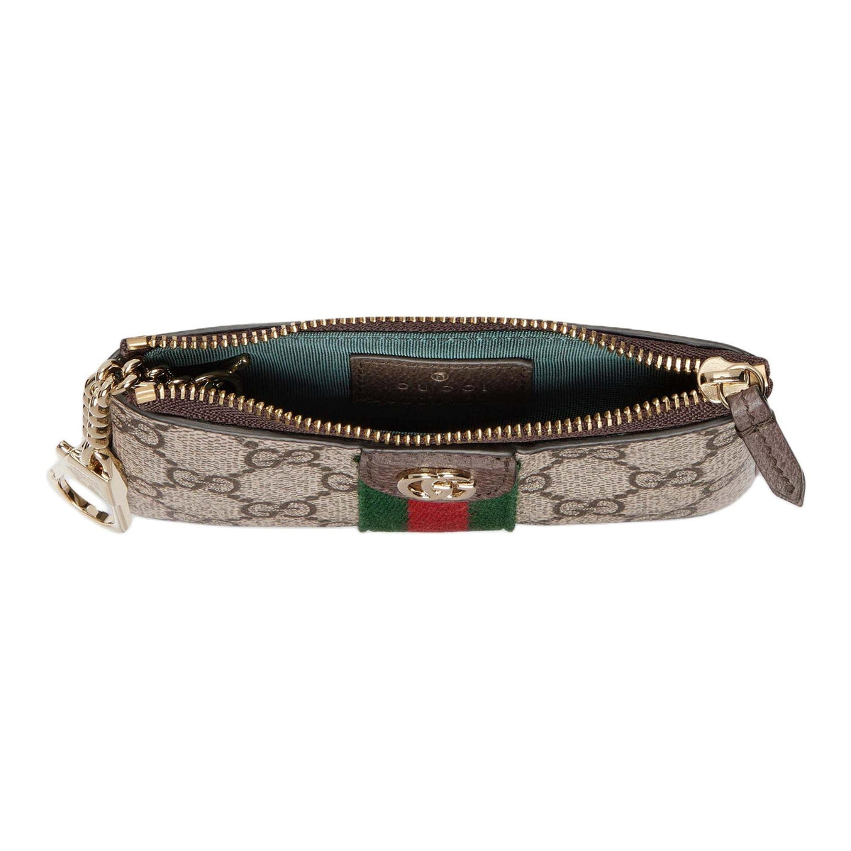 GUCCI Ophidia Women's Beige & Dark Brown GG Supreme Coin & Key Pouch | 838466