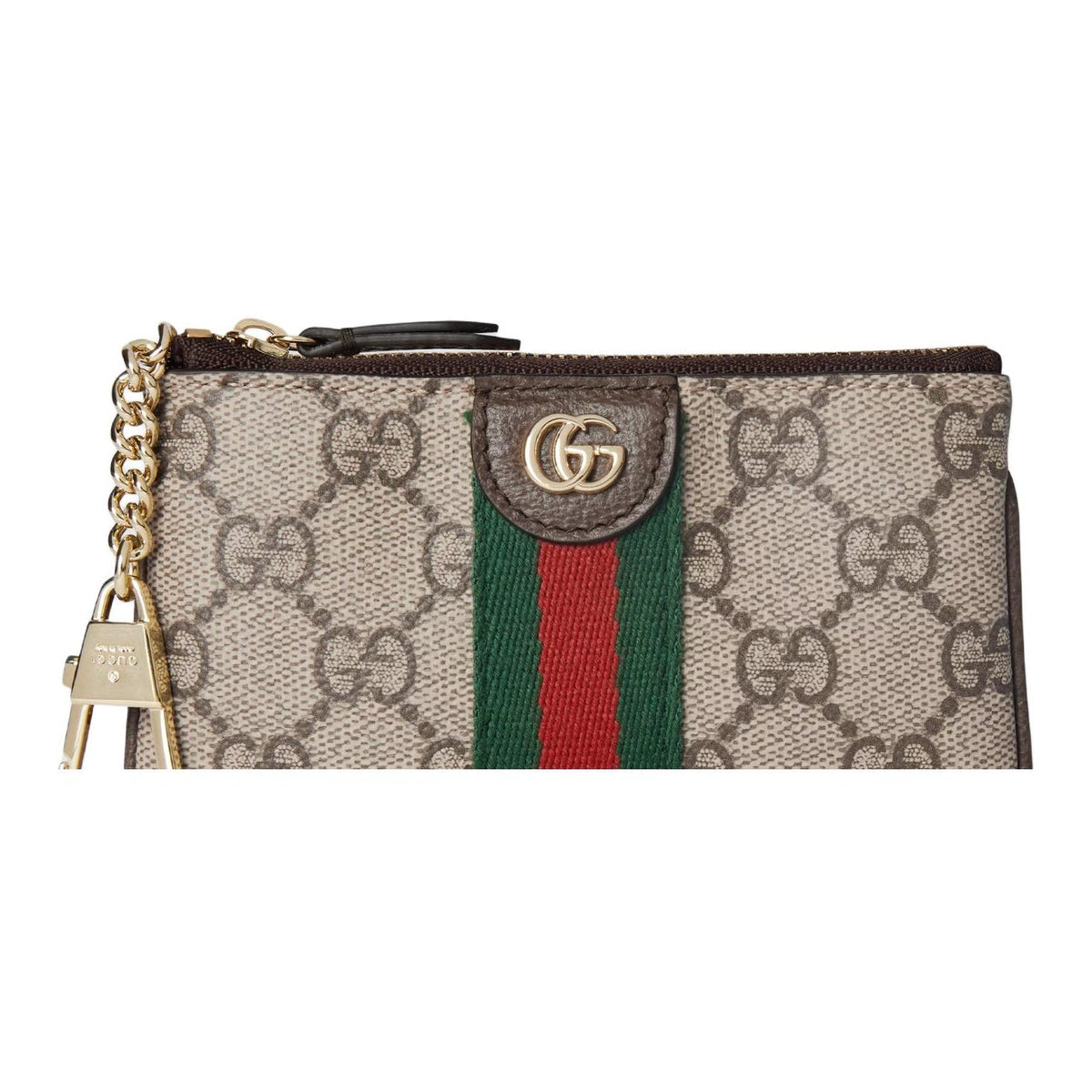 GUCCI Ophidia Women's Beige & Dark Brown GG Supreme Coin & Key Pouch | 838466