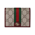 GUCCI Ophidia Women's Beige & Dark Brown Canvas & Leather Small Wallet | 838487