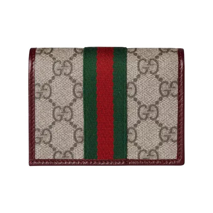 GUCCI Ophidia Women's Beige & Dark Brown Canvas & Leather Small Wallet | 838487