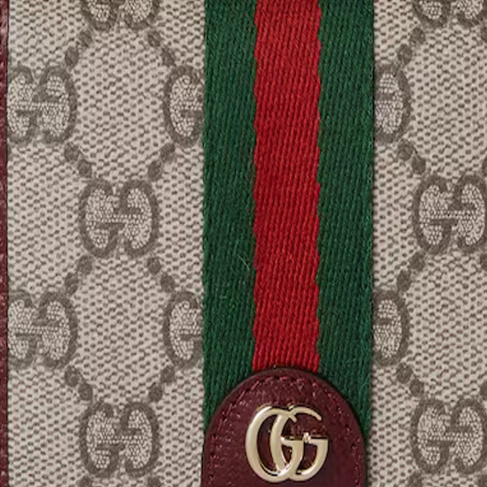 GUCCI Ophidia Women's Beige & Dark Brown Canvas & Leather Small Wallet | 838487