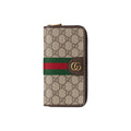 GUCCI Ophidia GG Men's Beige-Brown Canvas & Leather Long Zip Wallet | 838619