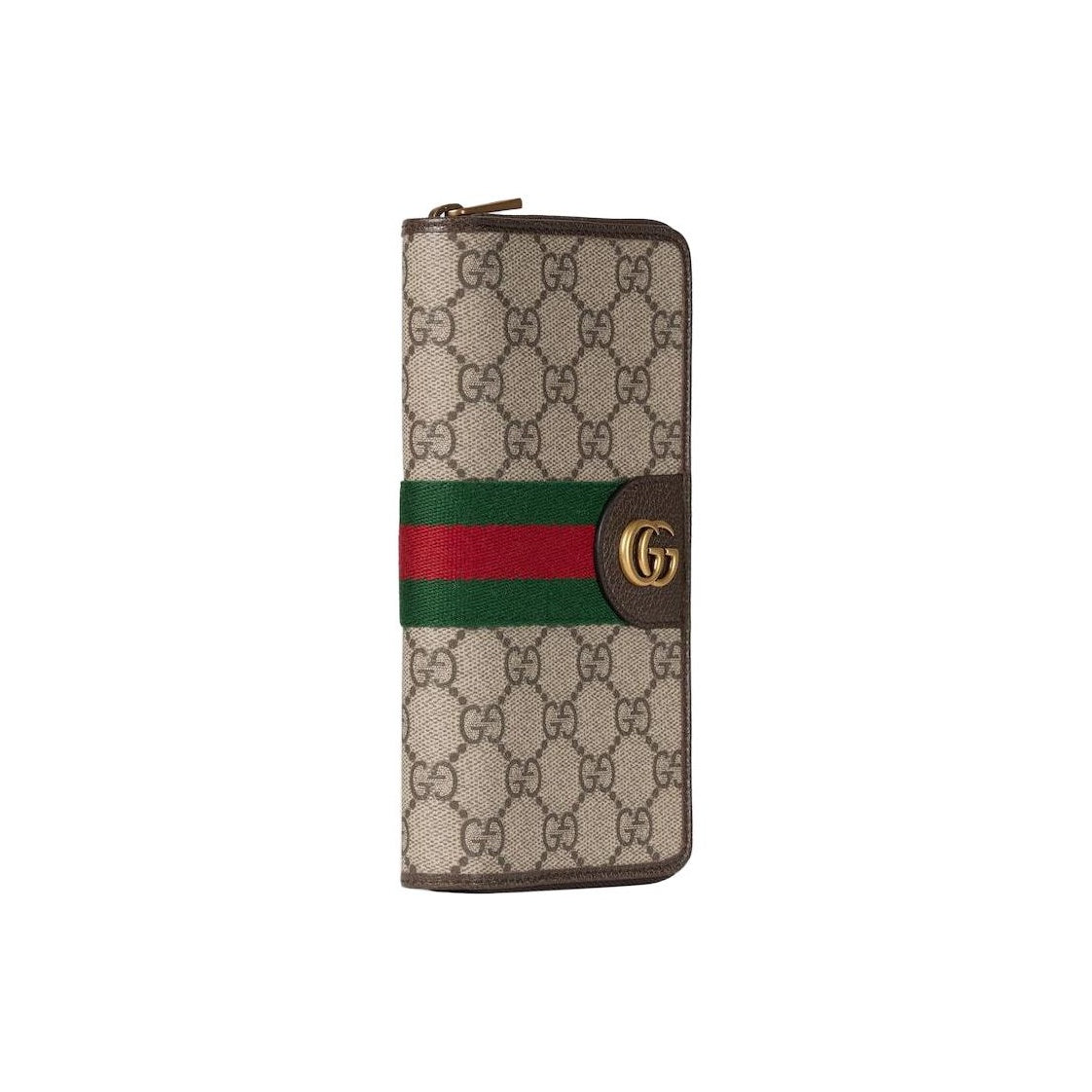 GUCCI Ophidia GG Men's Beige-Brown Canvas & Leather Long Zip Wallet | 838619