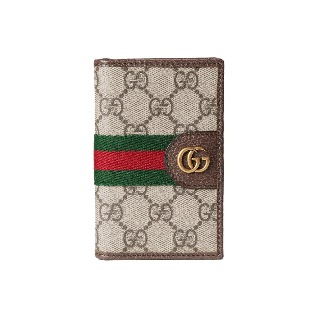 GUCCI Ophidia Men's Beige & Dark Brown Coated Fabric Long Card Holder | 834691