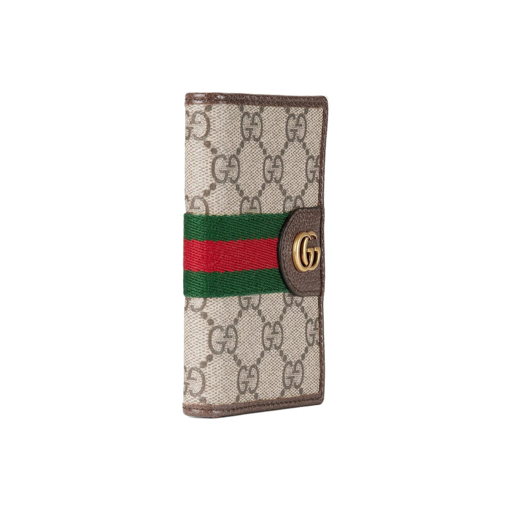 GUCCI Ophidia Men's Beige & Dark Brown Coated Fabric Long Card Holder | 834691