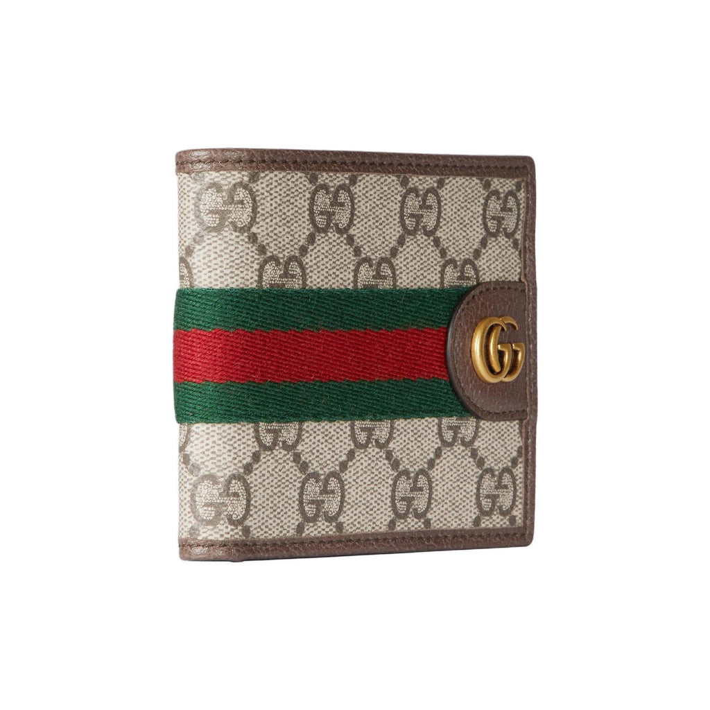 GUCCI Ophidia Men's Beige-Brown Canvas & Leather Wallet | 834271