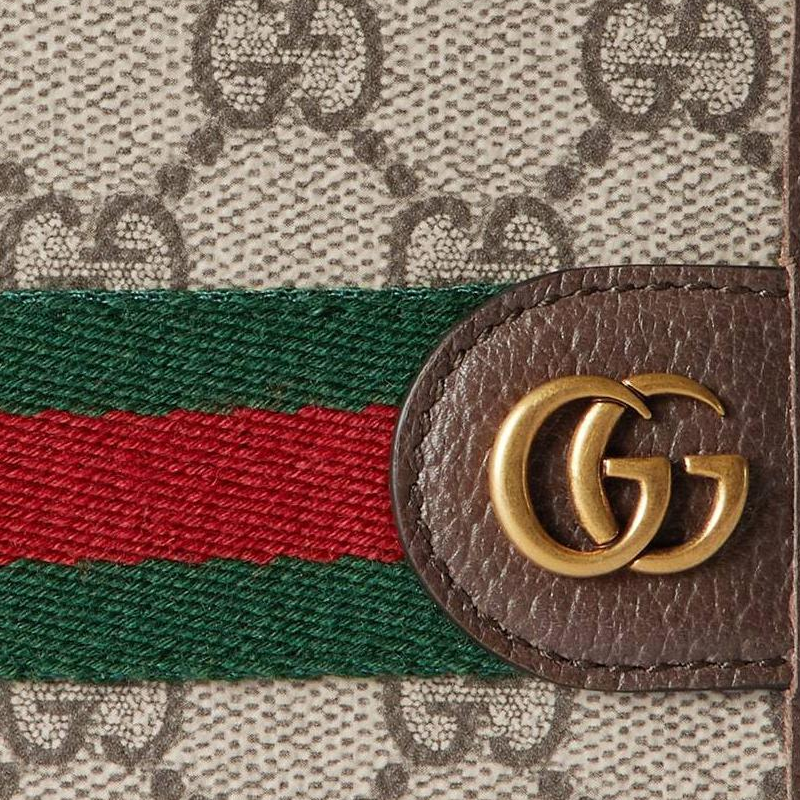 GUCCI Ophidia Men's Beige-Brown Canvas & Leather Wallet | 834271