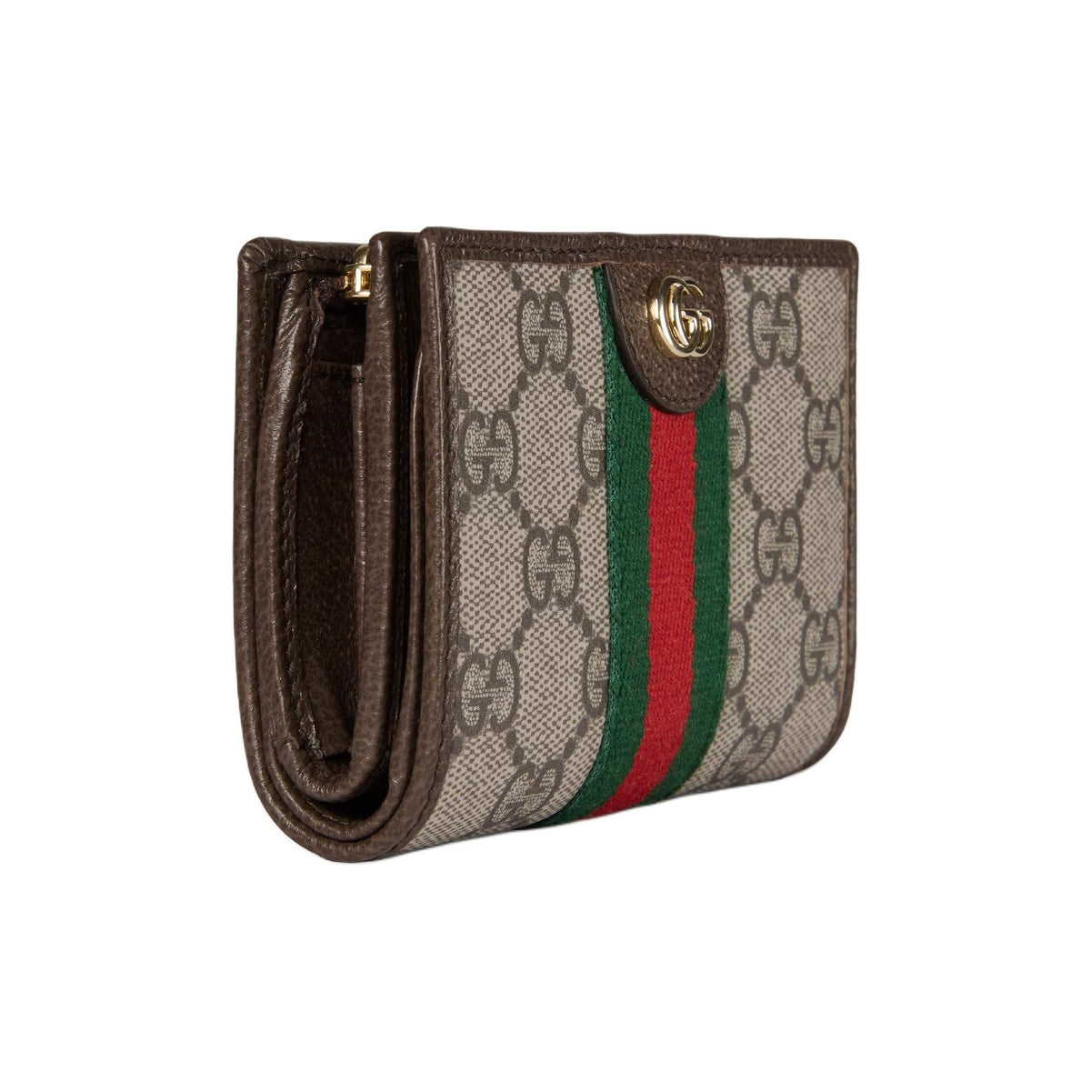 GUCCI Ophidia Women's Beige & Dark Brown GG Canvas Wallet | 838468