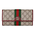 GUCCI Ophidia Women's Beige & Dark Brown Leather Wallet | 838485