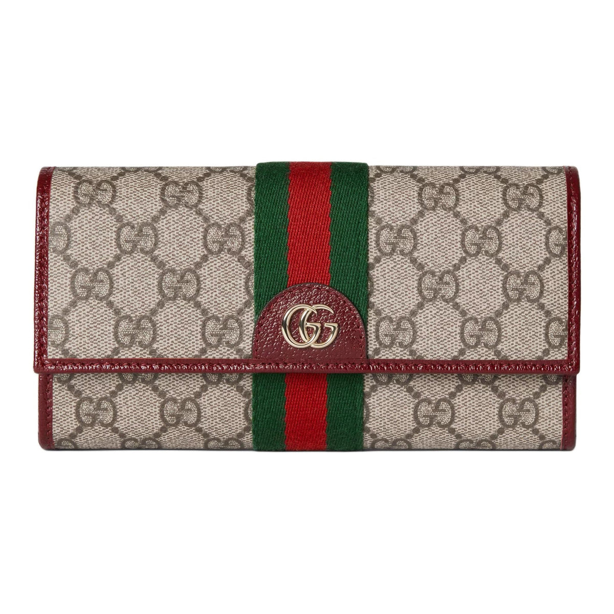 GUCCI Ophidia Women's Beige & Dark Brown Leather Wallet | 838485