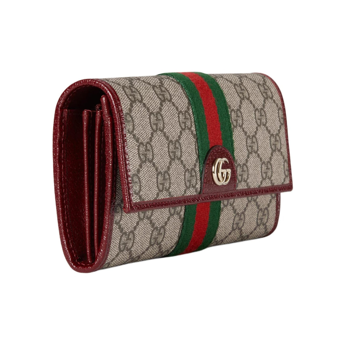 GUCCI Ophidia Women's Beige & Dark Brown Leather Wallet | 838485