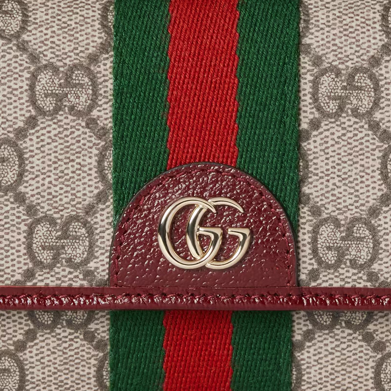 GUCCI Ophidia Women's Beige & Dark Brown Leather Wallet | 838485