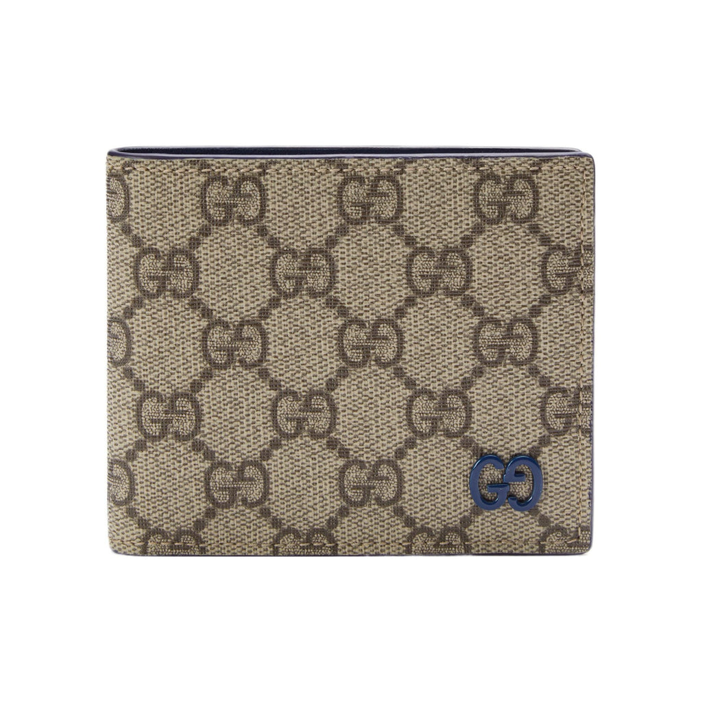 GUCCI GG Supreme Men's Beige & Ebony Canvas & Leather Flap Wallet | 768243