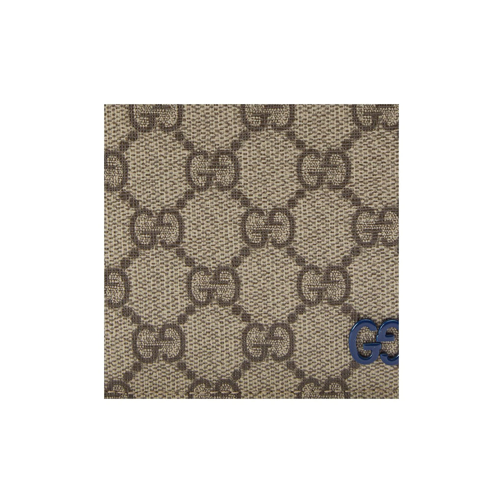 GUCCI GG Supreme Men's Beige & Ebony Canvas & Leather Flap Wallet | 768243