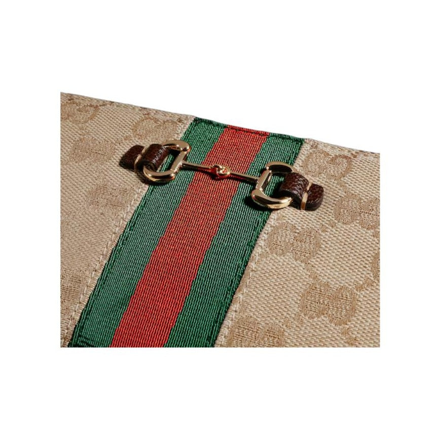 GUCCI Horsebit Women's Sand GG Print Canvas Wallet | 867124