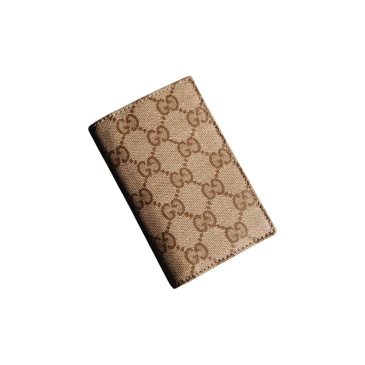 GUCCI Men's Sand & Dark Brown GG Coated Canvas Bifold Card Holder | 876421
