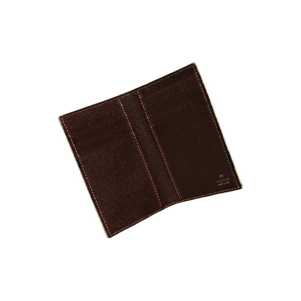 GUCCI Men's Sand & Dark Brown GG Coated Canvas Bifold Card Holder | 876421