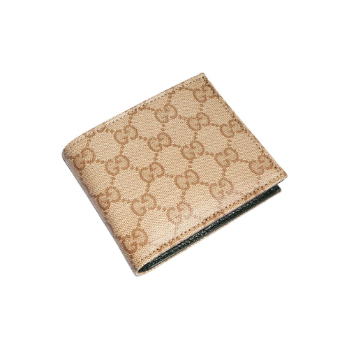 GUCCI Essence Classic Unisex Sand & Brown GG Coated Canvas Bifold Wallet | 876390