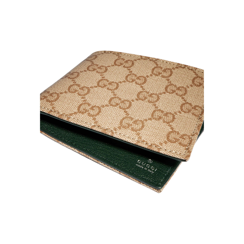GUCCI Essence Classic Unisex Sand & Brown GG Coated Canvas Bifold Wallet | 876390