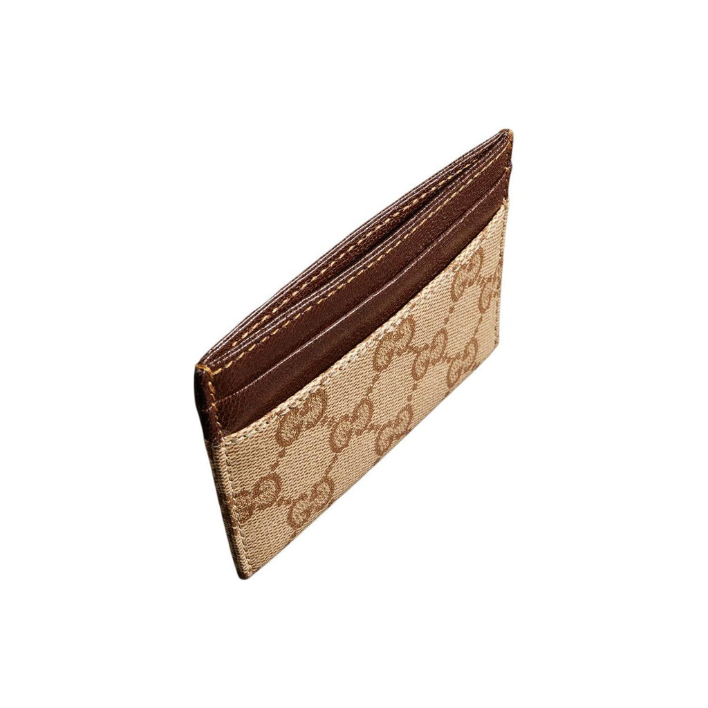 GUCCI Unisex Sand & Brown Faux Leather Card Holder | A002F2