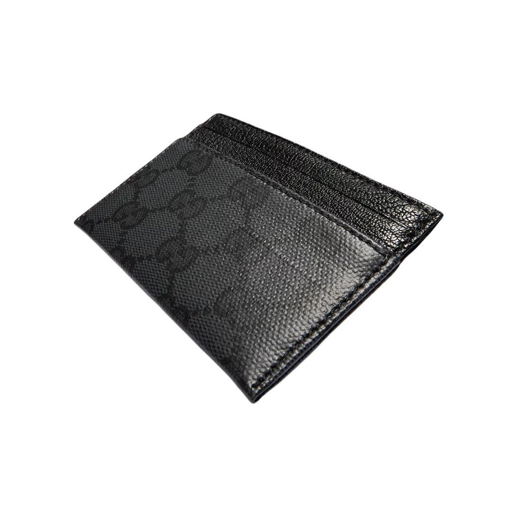 GUCCI Men's Black Coated Canvas Card Holder with Silver-Foil Logo | A002F2