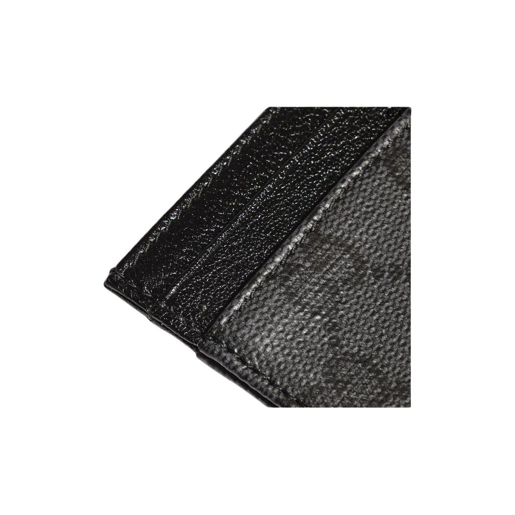GUCCI Men's Black Coated Canvas Card Holder with Silver-Foil Logo | A002F2