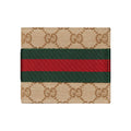GUCCI Unisex Sand & Brown GG Canvas Bifold Wallet with Web Detail | 867335