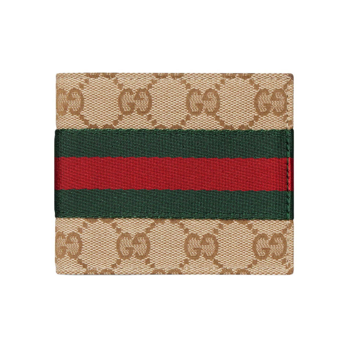 GUCCI Unisex Sand & Brown GG Canvas Bifold Wallet with Web Detail | 867335