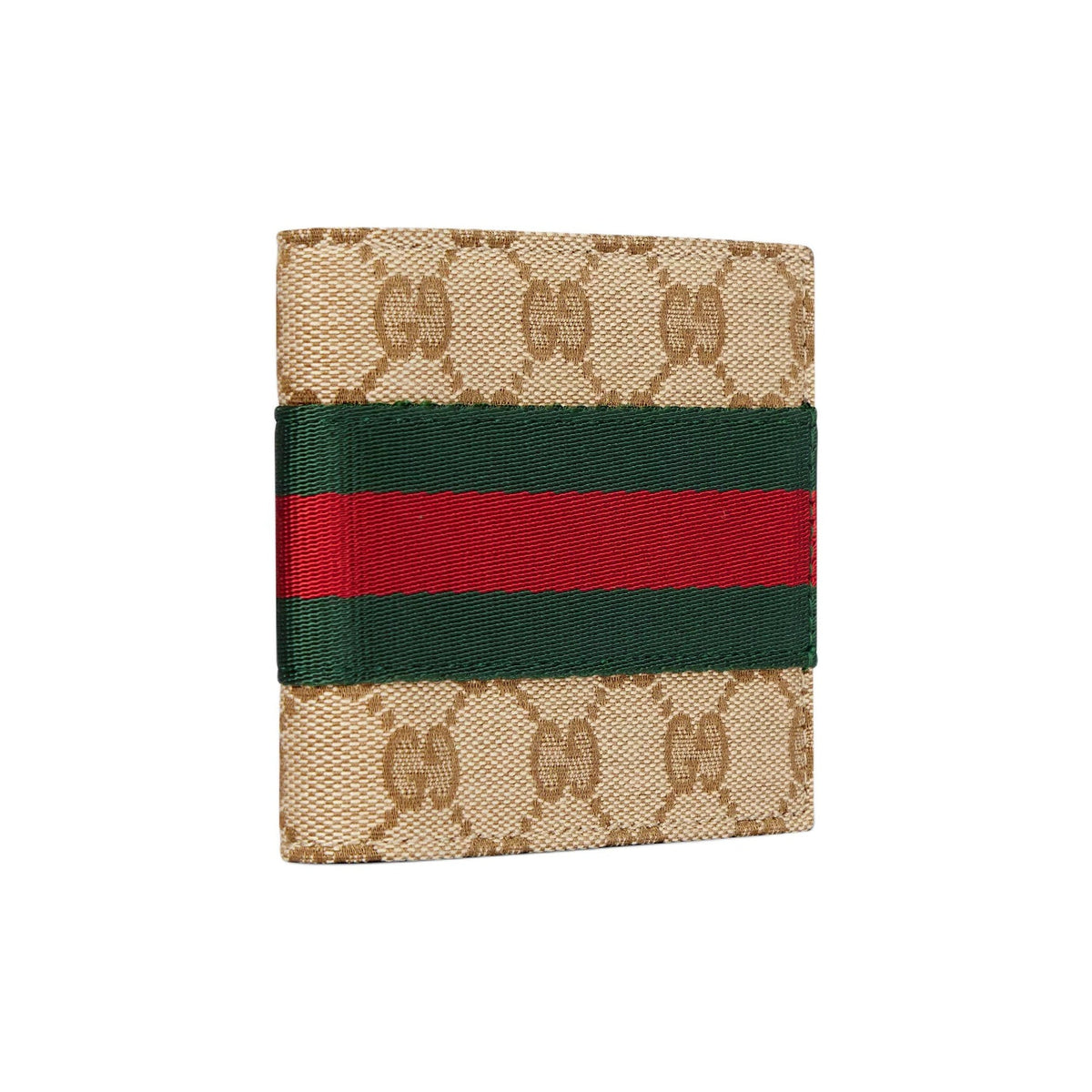 GUCCI Unisex Sand & Brown GG Canvas Bifold Wallet with Web Detail | 867335