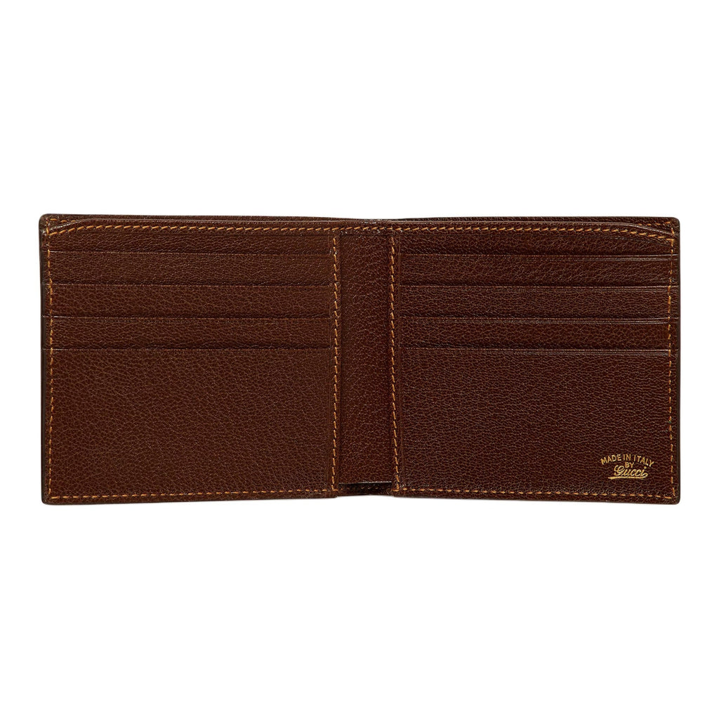 GUCCI Unisex Sand & Brown GG Canvas Bifold Wallet with Web Detail | 867335