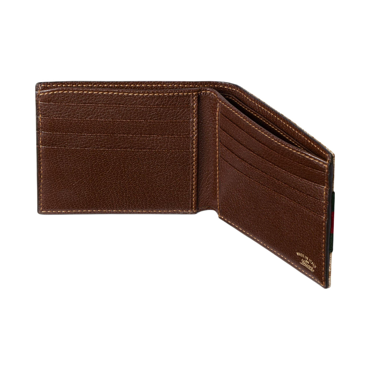 GUCCI Unisex Sand & Brown GG Canvas Bifold Wallet with Web Detail | 867335