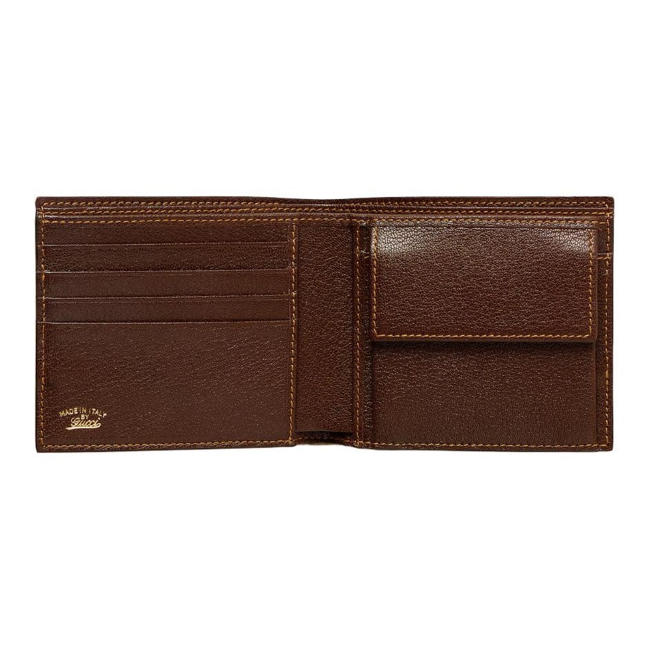 GUCCI Men's Sand & Dark Brown GG Canvas Wallet with Web Detail | 867341