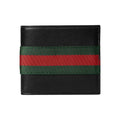 GUCCI Men's Black Leather Wallet with Red & Green Stripe Detail | 867283